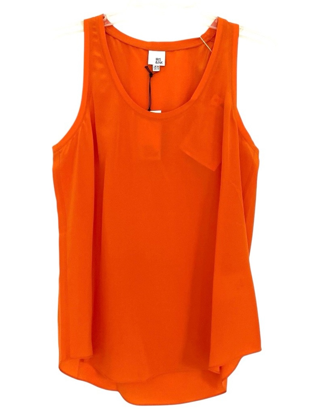 Iris & Ink 100% Silk Tank Top Orange Minimalist Luxury Blouse Size US 8 NWT